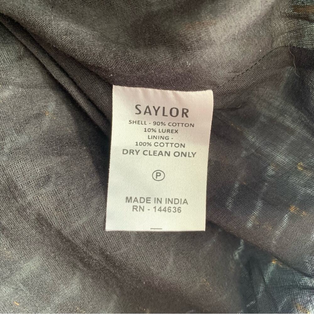 Saylor Syden Navy Tie Dye Gold Metallic V-neck Tiered Boho Mini Dress Large - Picture 10 of 12